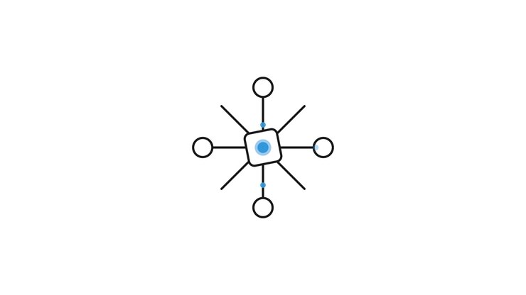 Animated Network Diagram Connecting Central Node to Peripheral Points