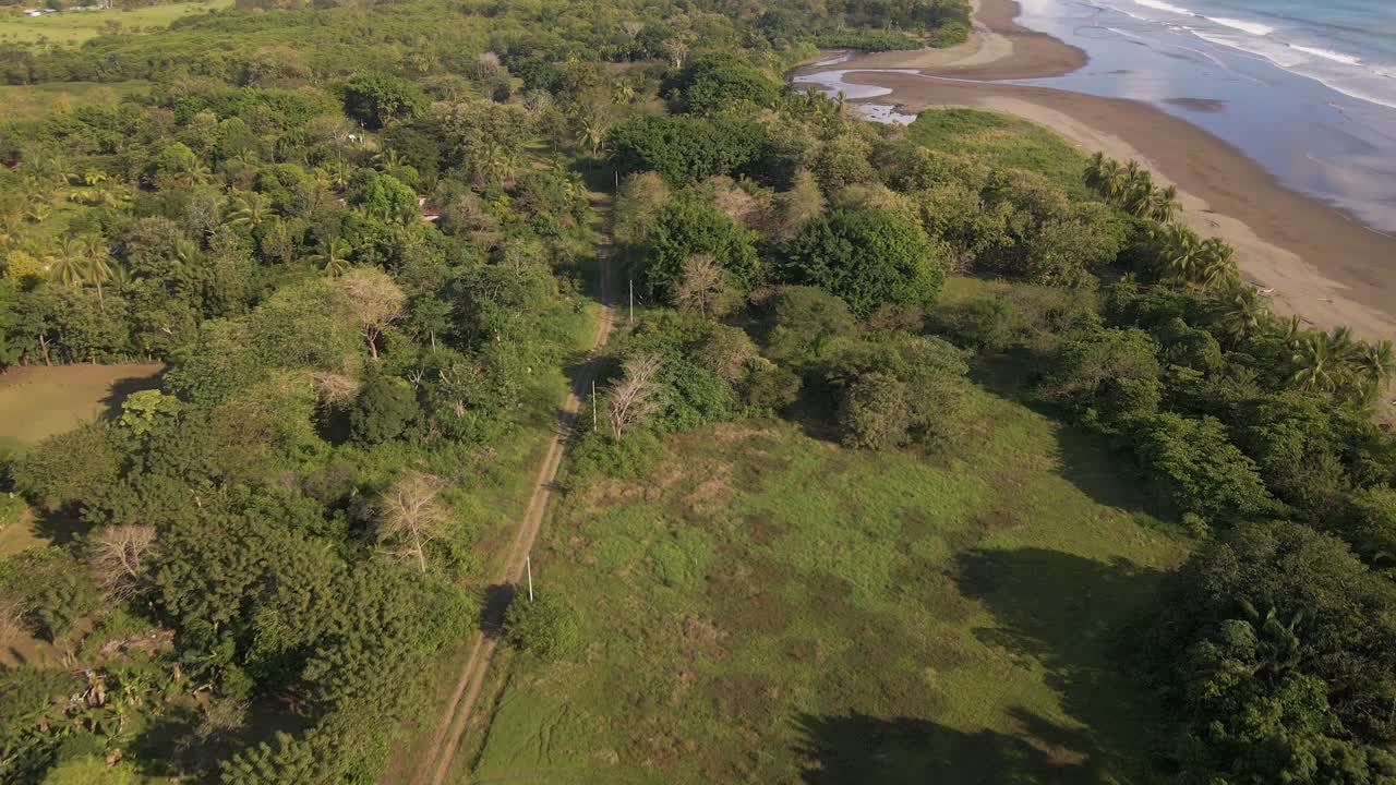 frondoso bosque a lo largo de playa linda una hermosa playa costera en costa rica, américa central