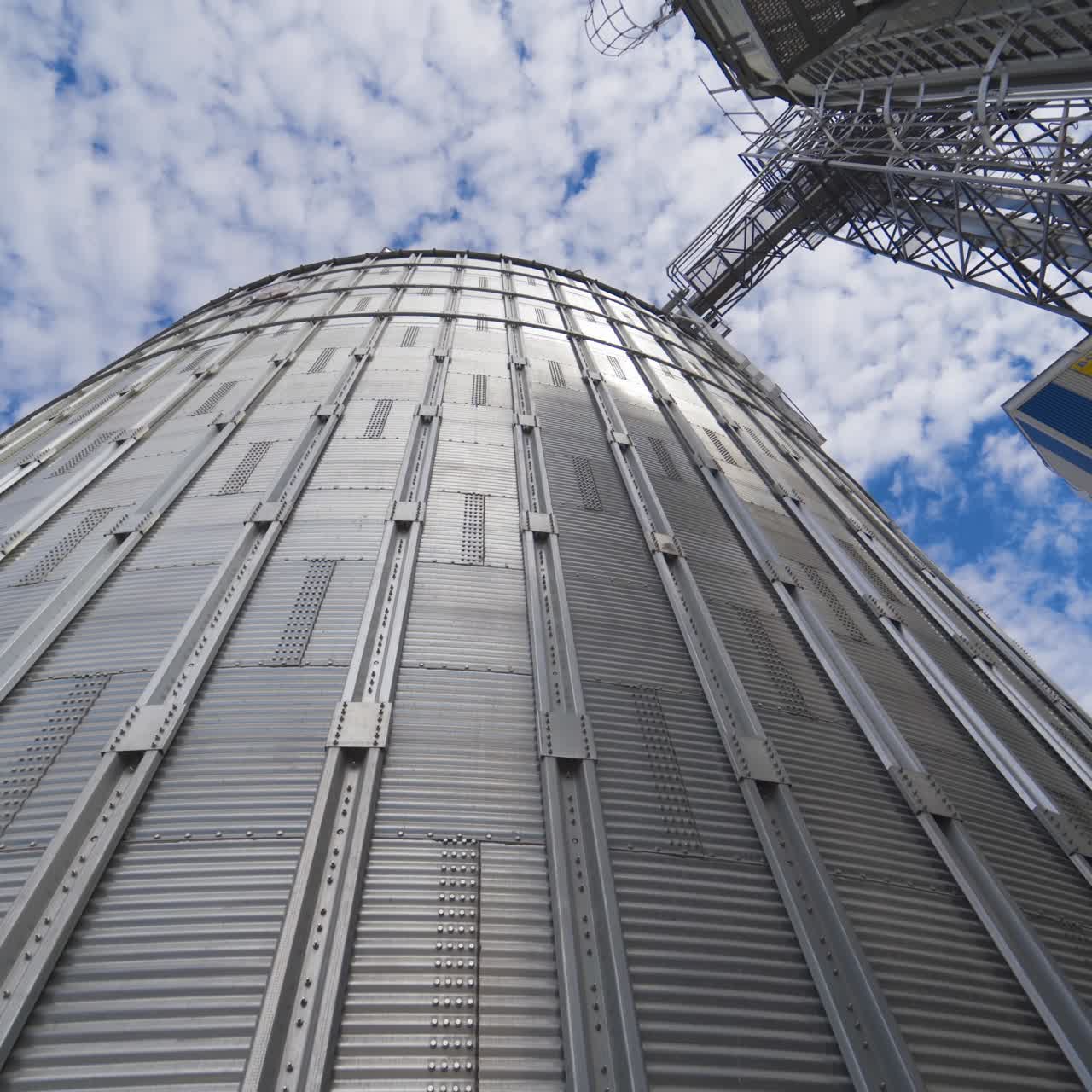 Modern grain elevators. Industrial grain storage tanks. Agribusiness