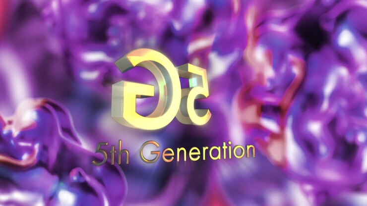 Animazione di testo "5G 5a generazione" su uno sfondo viola luminoso