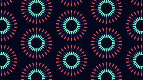 vibrant orange and blue circle pattern on black - seamless design