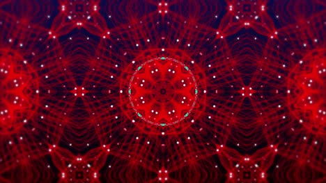 Digital-animation-of-circular-shapes-forming-over-red-kaleidoscopic-shapes-moving-in-hypnotic-motion