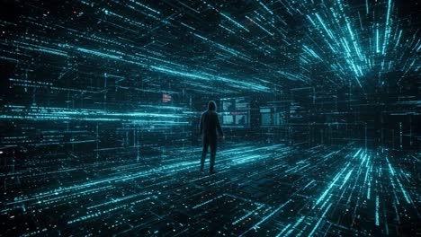 hacker in a virtual digital world