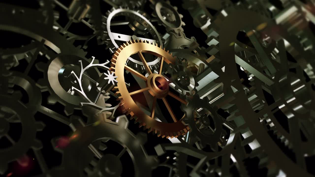 centro de engranajes dorado de entre otros engranajos ordinarios.