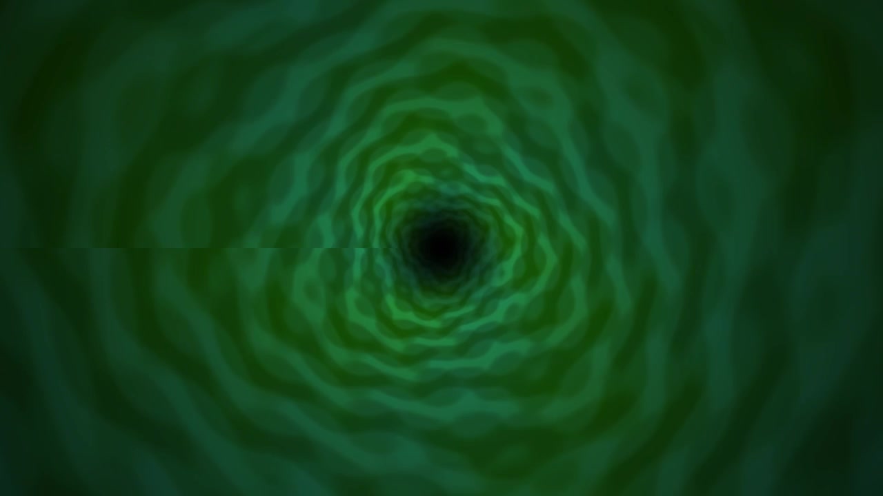 Abstract Green Wavy Tunnel Moving Towards Dark Center