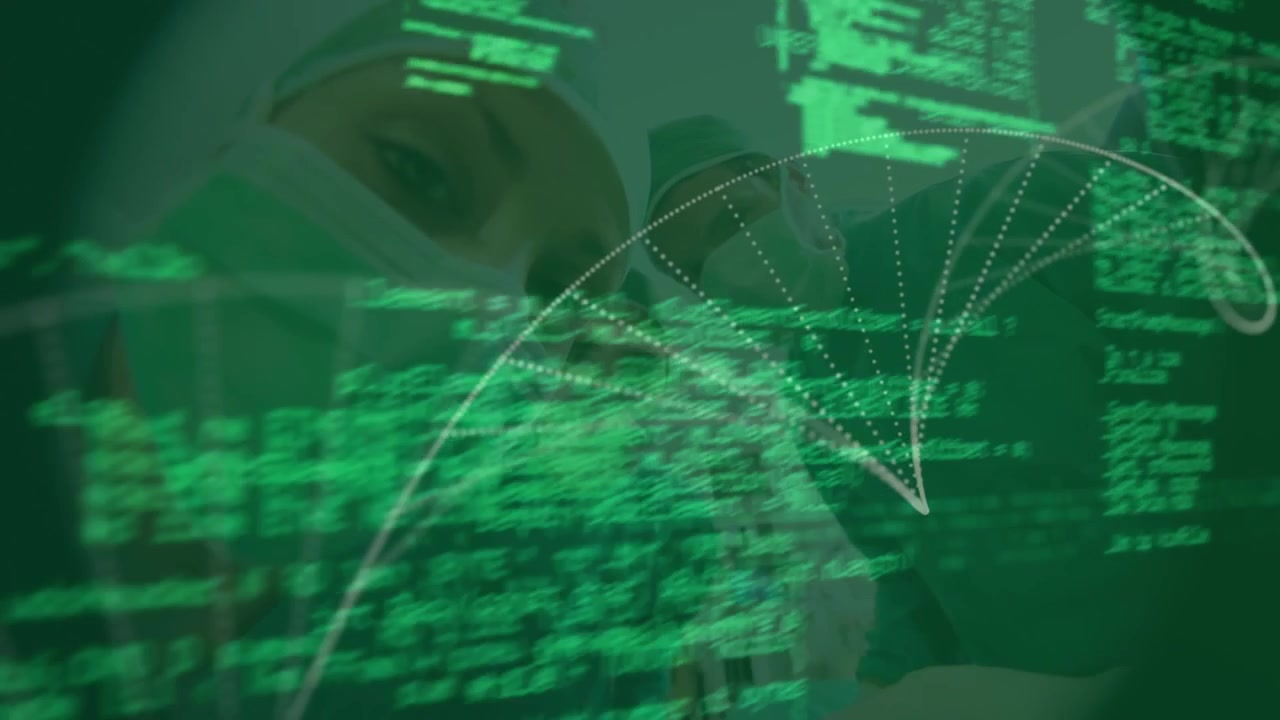 Animation of data processing and digital brain over businessman in office