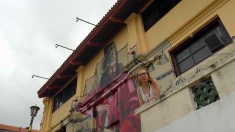 Beautiful-latina-visiting--Melaka-Malacca-Malaysia-view-river