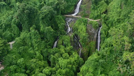 kerta gangga waterfall breaking up into many streams on jungle mountain