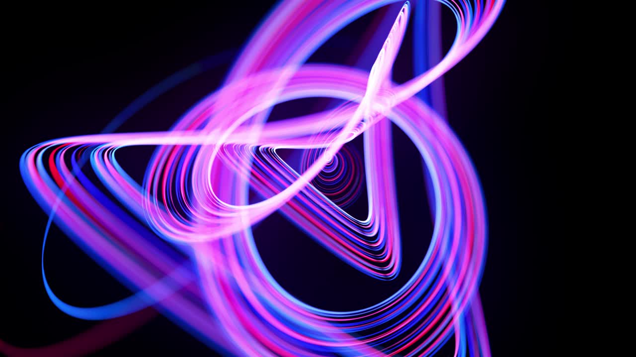 Light flow bg in 4k. Abstract looped background with light trails, stream of red blue neon lines in space move to form looped spiral shapes. Modern trendy motion design background. Light effect,
