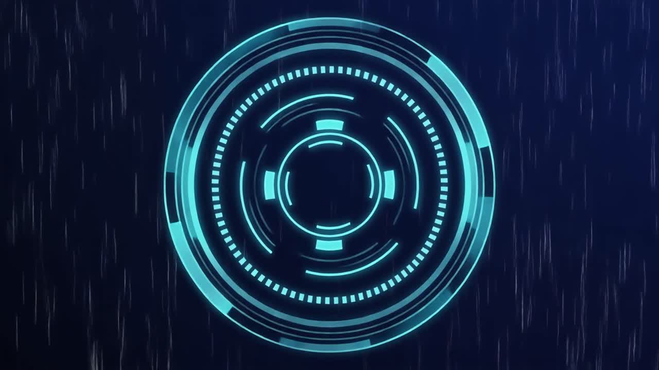 Glowing Blue Circular HUD Element Rotating on Dark Background
