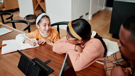 family, sisters homework and parents at home