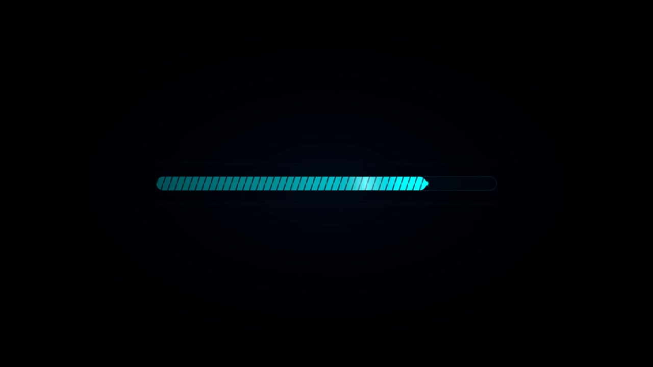 Digital Loading Progress Bar Filling Up on Dark Background