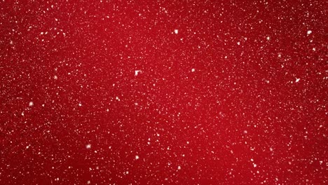 Digital-animation-of-snow-falling-over-red-background-with-copy-space