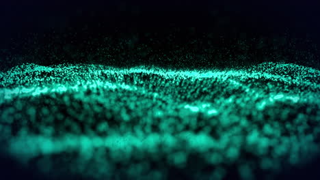 animación de un paisaje ondulado de partículas azules contorneadas sobre un fondo negro