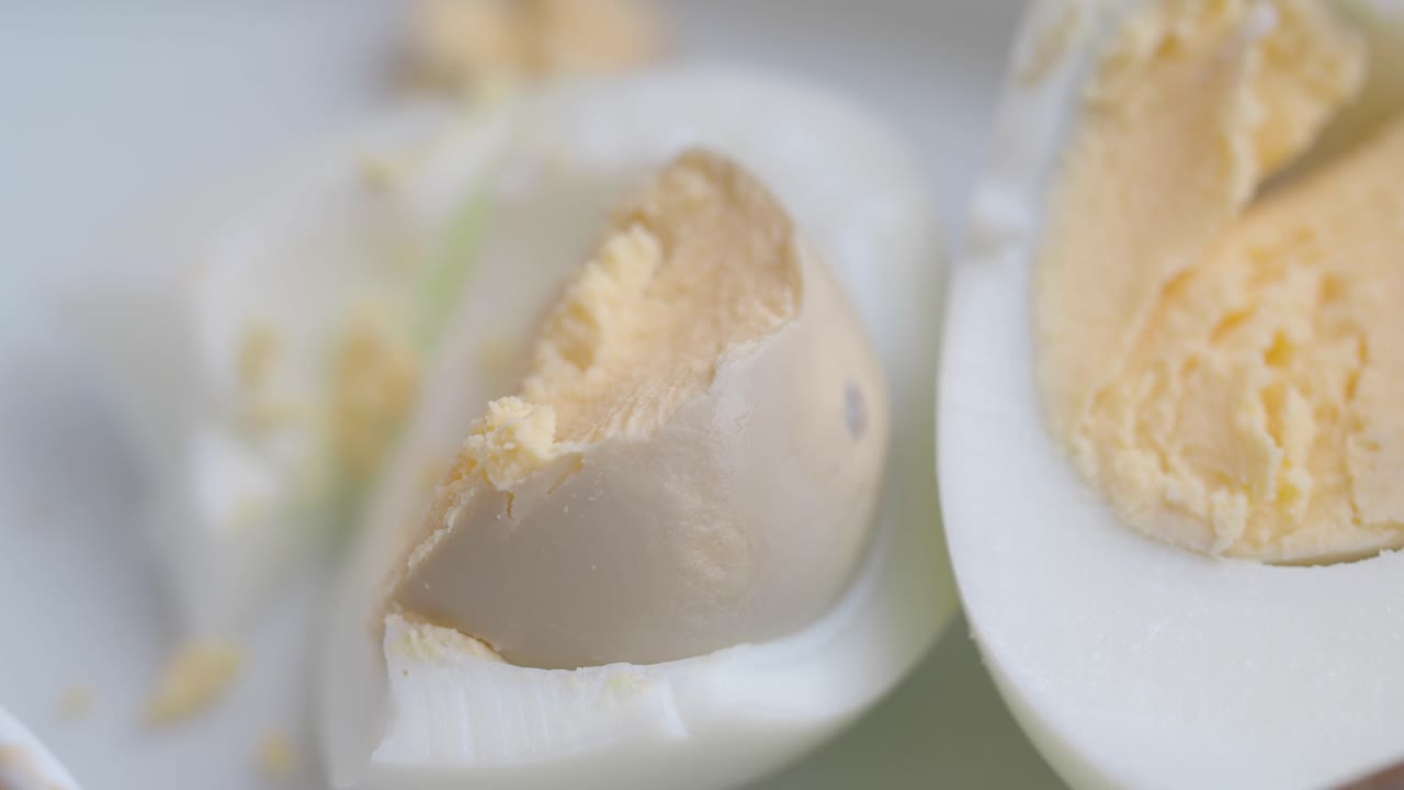 Close-up of sliced boiled eggs