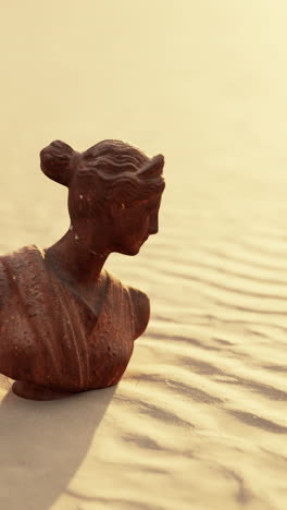 bronze statue of a woman in the desert