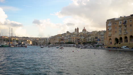 Malta-gorgeous-and-beautiful-ocean-view-footage-of-Valletta-ancient-ruins-and-buildings