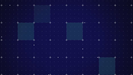 animation of white markers and blue flickering squares on grid background