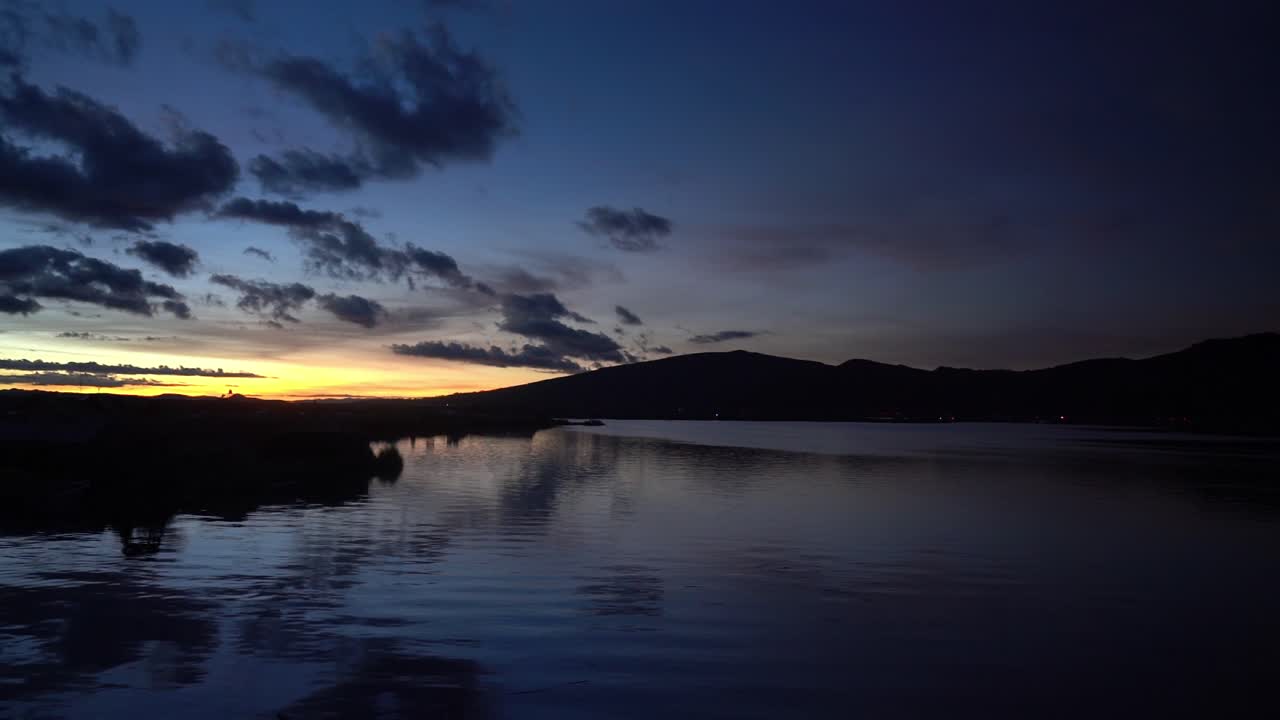 Sensational view of peaceful scene in lake Titicaca, south America landscapes, dusk, static