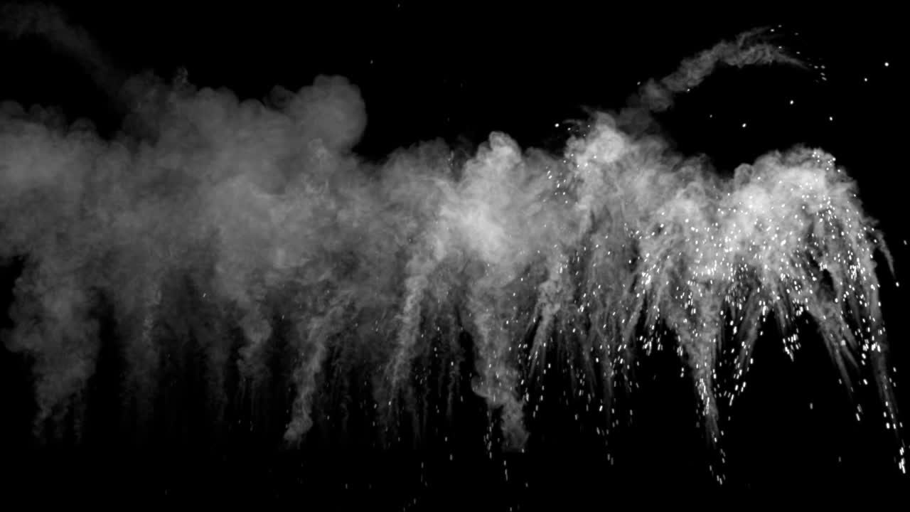 일련의 이 한 줄로 아지고, 불꽃과 연기가 인 흔적을 낳습니다. 노란색 색조입니다.