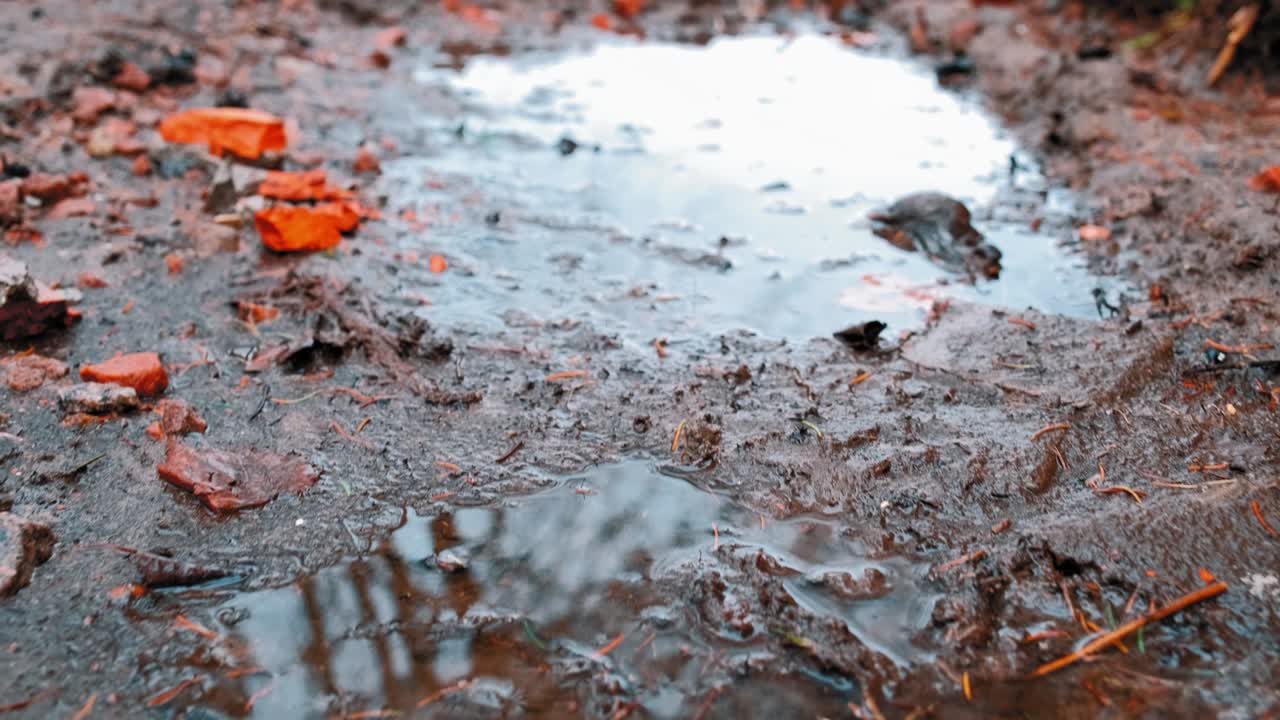 물 웅이가 있는 진 길, 낮은 각도로 앞으로 밀어