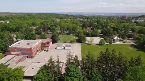 Aerial-shot-flying-around-school-and-park-in-Hamilton