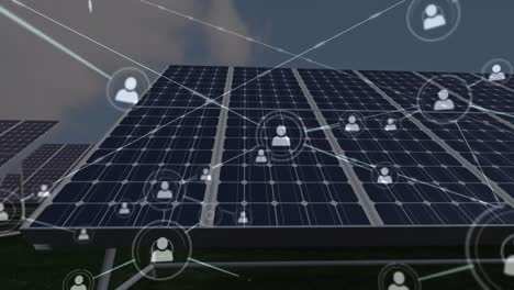 animation of network of connections over solar panels