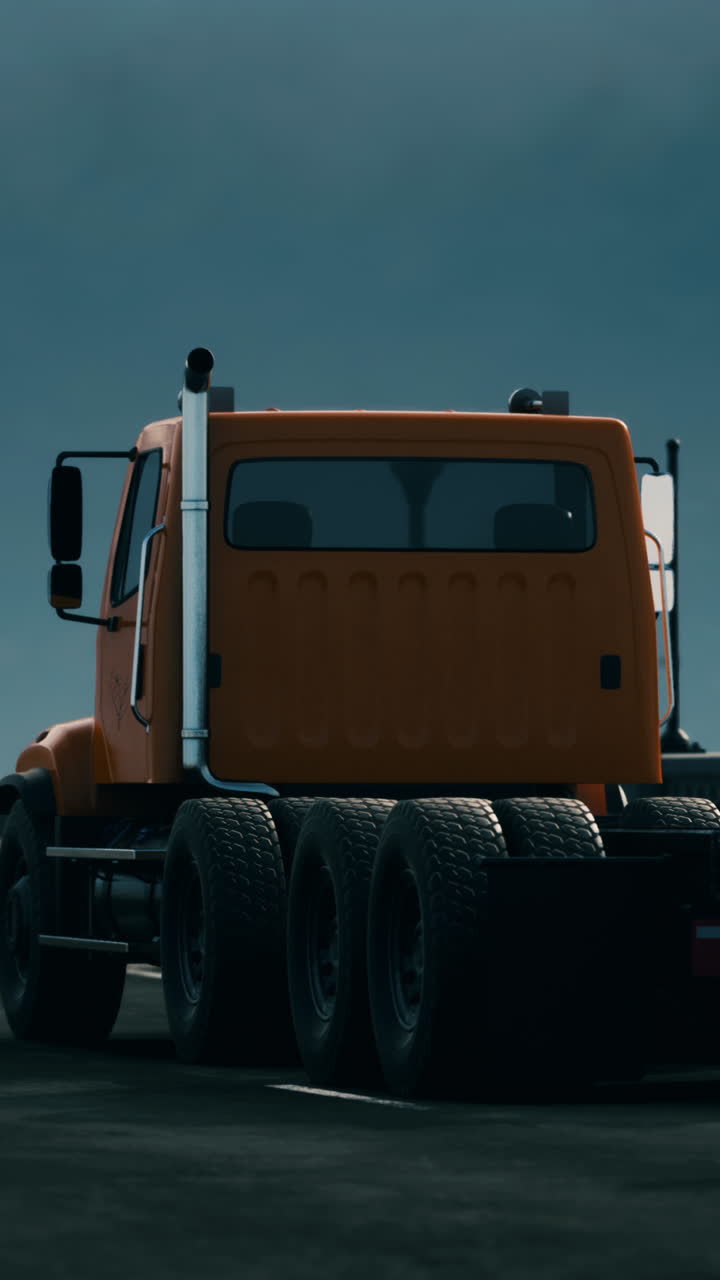 오렌지색 반 트럭 뒷면