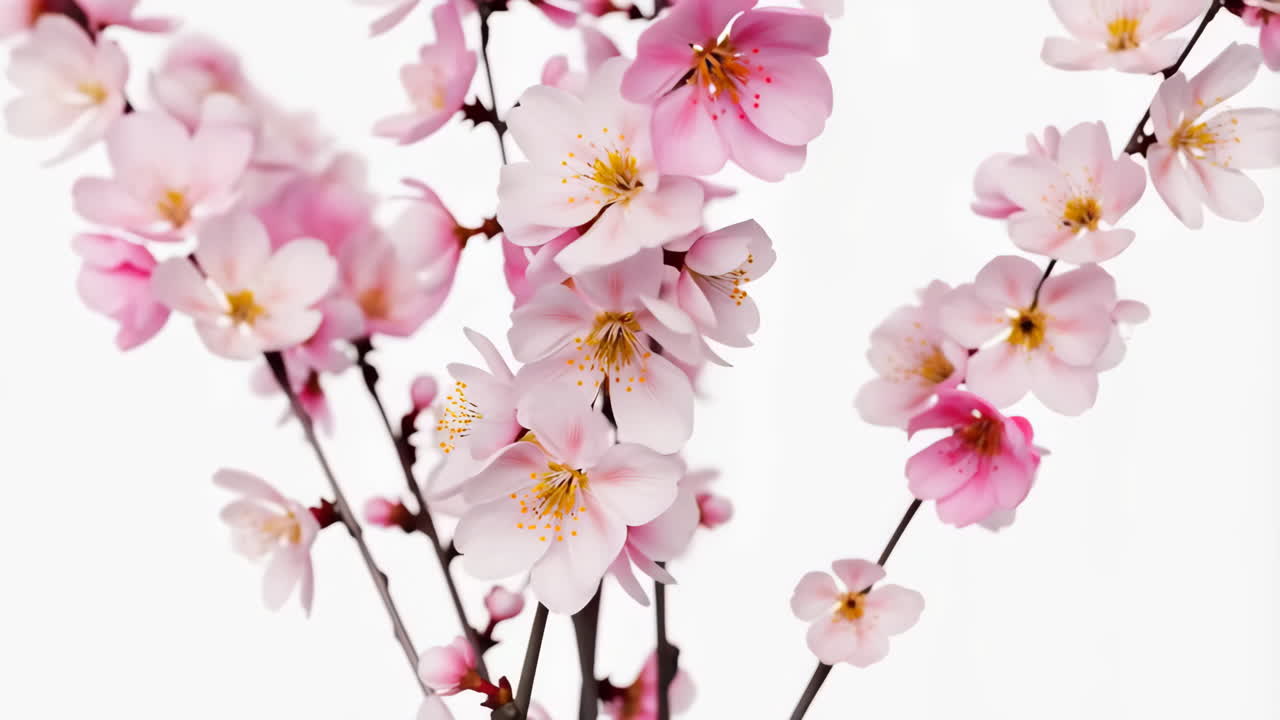 flores de cerezo rosa sobre un fondo blanco