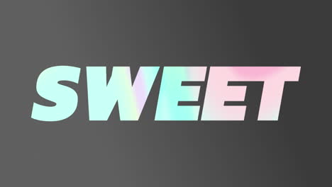 animation of sweet text over grey background