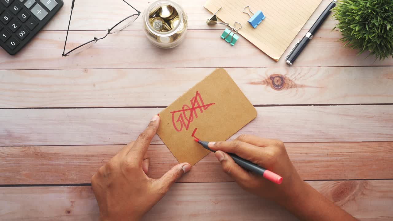 Failure to achieve new year goals on notepad on table ,