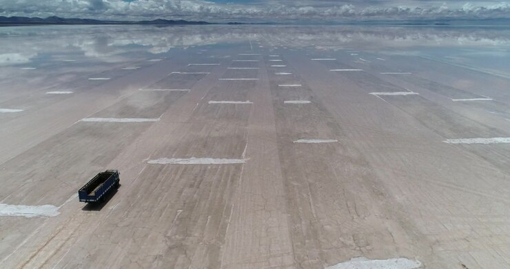 Aerial shot of the amazing Uyuni Salt Flat, the largest in the world.