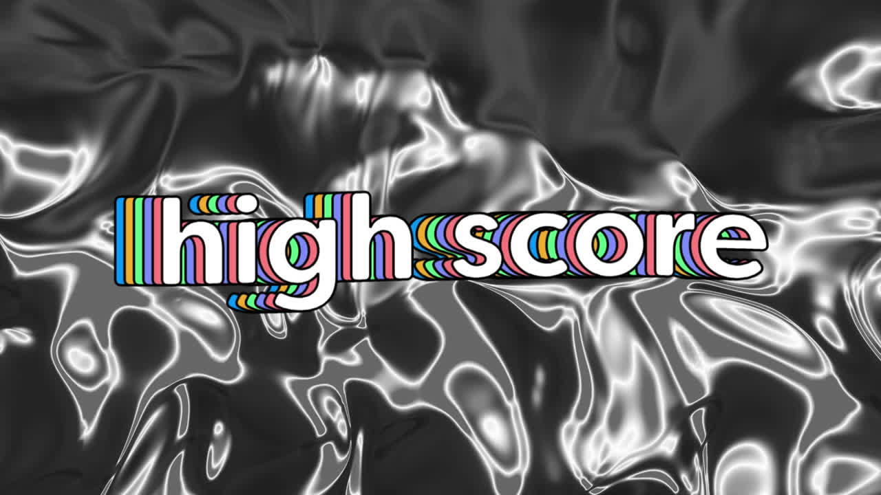 액체 금속 배경에 대한 높은 점수 텍스트의 디지털 애니메이션