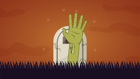 feliz celebración de halloween con animación de cementerio