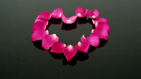 Rose-petals-forming-heart-shape-against-black-background