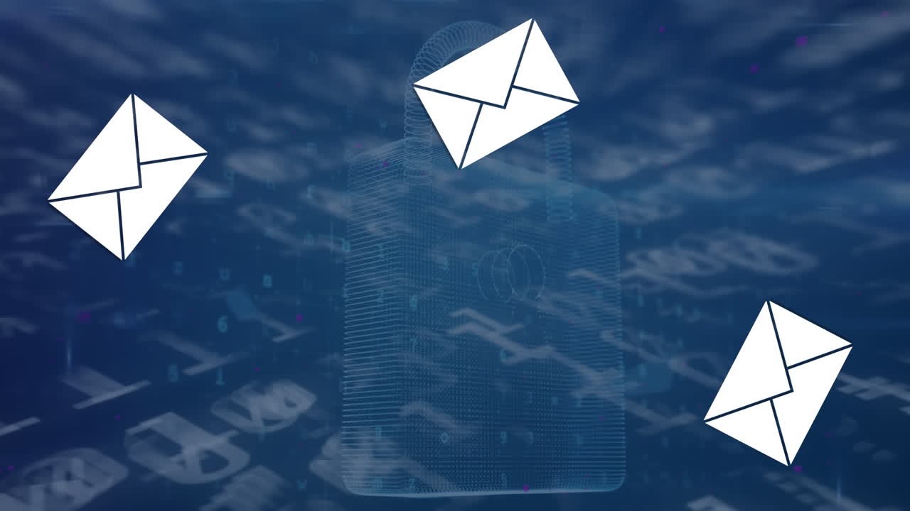 animación de sobres que caen sobre la codificación binaria