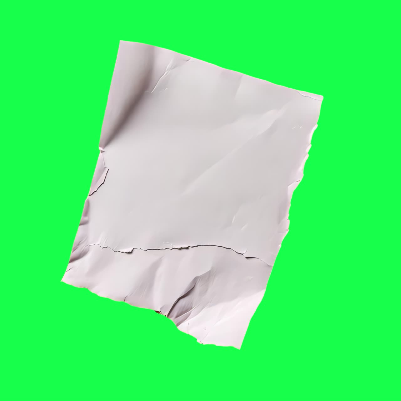 Crumpled paper animation, transparent 4K video, green screen