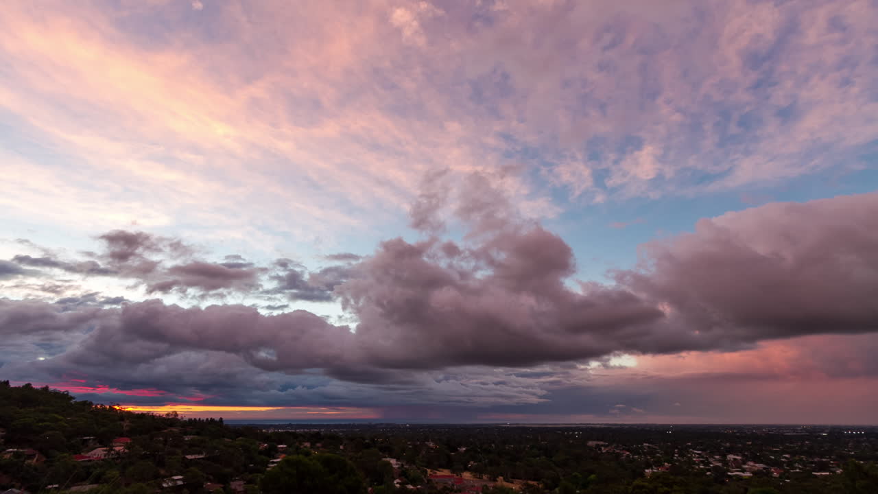 Dramatic sunset time lapse of cloud layers forming and decaying over Adelaide (South Australia)