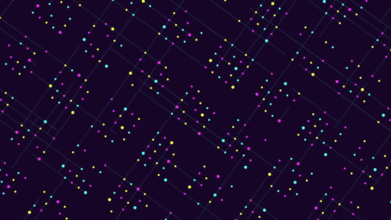 cuadrícula colorida de puntos en un fondo oscuro