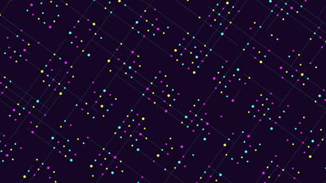 cuadrícula colorida de puntos en un fondo oscuro