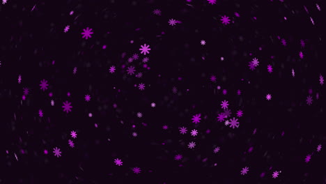 coloridos copos de nieve de neón sobre fondo oscuro