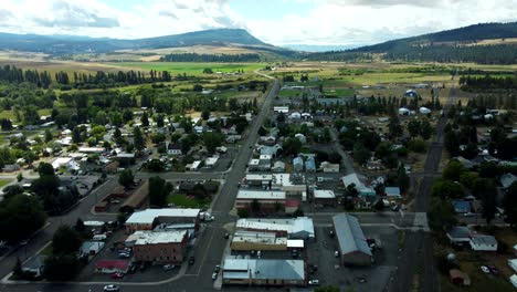 US, Oregon, Elgin, 2025-08-07 - Drone view of the city in Summer