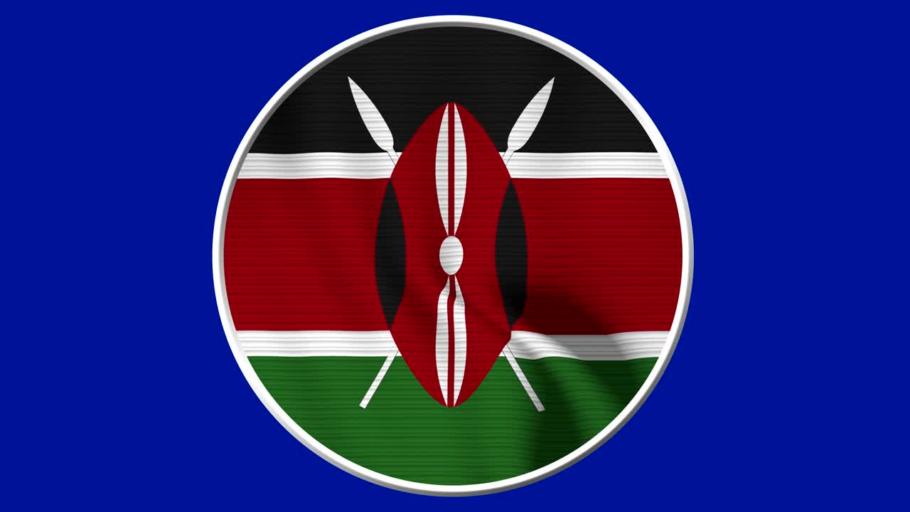 Kenya Circular Flag Loop - Realistic 4K flag waving in the wind