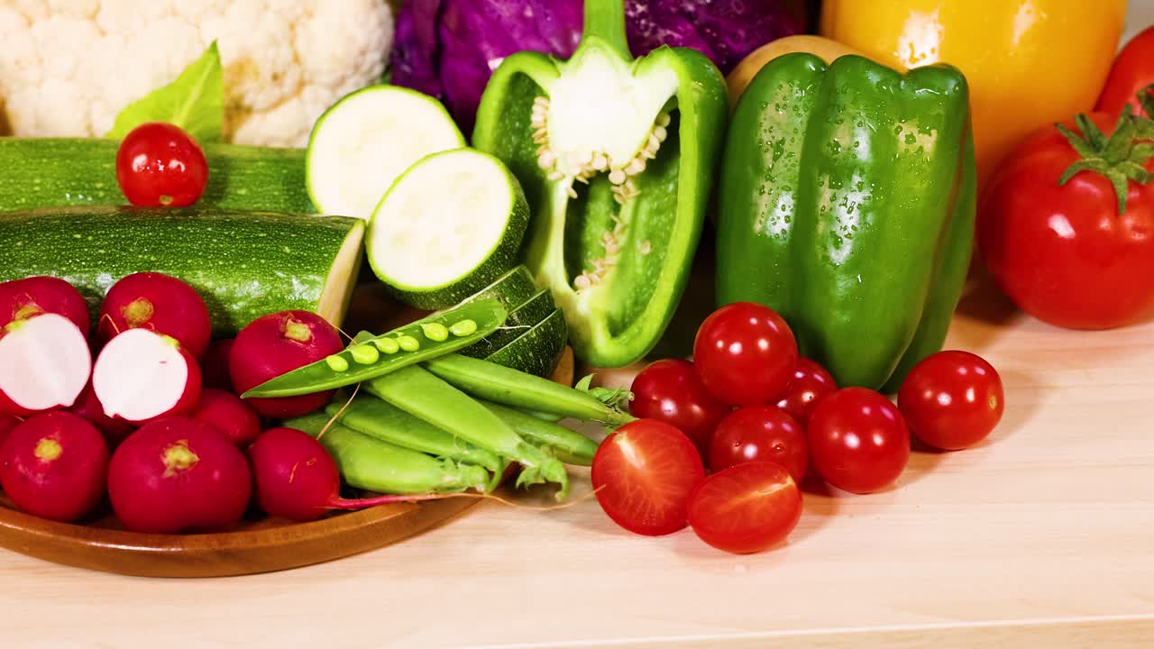 검은 바탕 에 배열 된 다양한 채소