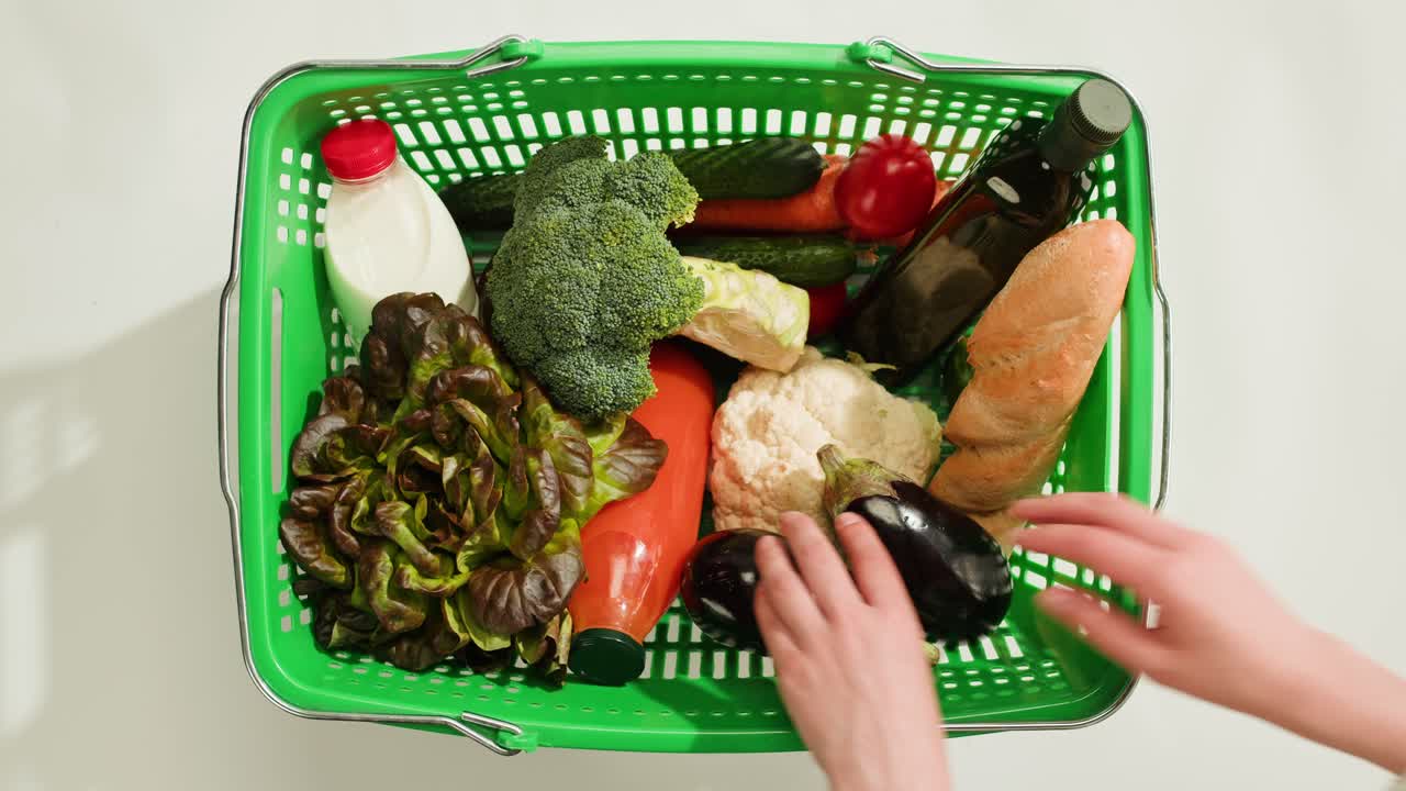 Shopping Basket Filled with Groceries