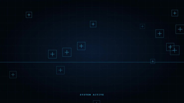 Digital Interface Background with Moving Grid and System Active Text