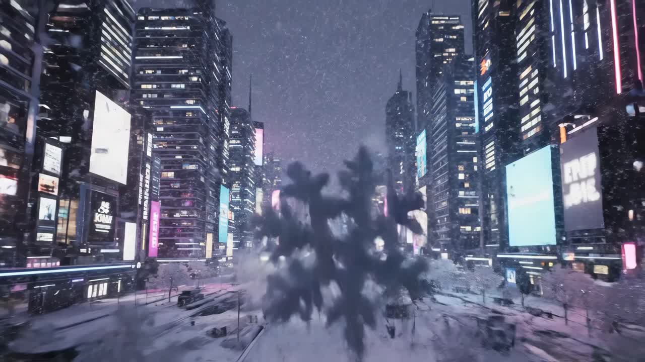 Futuristic Cityscape in Winter