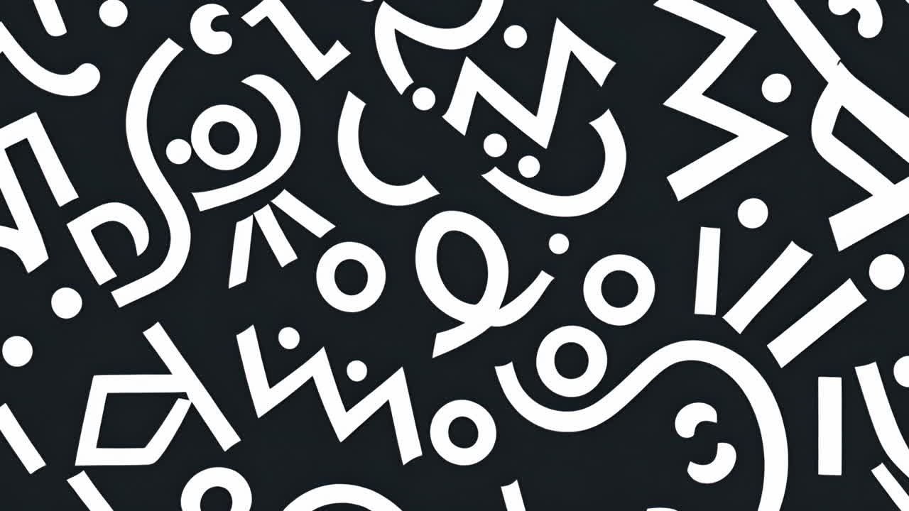 Abstract geometric shapes and symbols animation on dark background