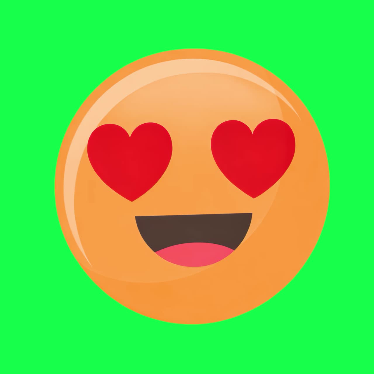 Heart eyes emoji animation, transparent 4K video, green screen
