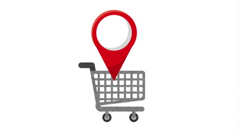 carrito de compras con marcador de ubicación